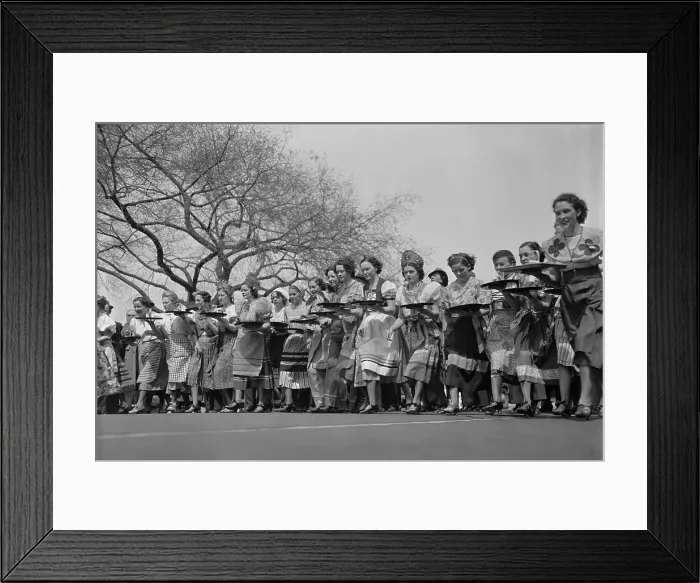 Framed Print : First annual waitresses derby in Washington, D.C. The racers carried cocktail setups instead of the usual heavy dinner ware. 1937. (BSLOC_2013_8_102)