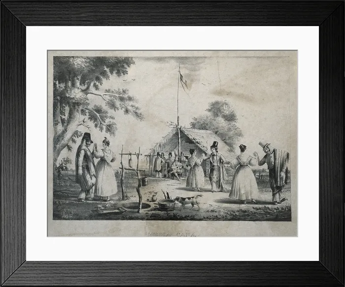 Framed Print : Media Cana, 1841. Countryside dance from Argentina. Costumbrism. Engraving. - J. Bedmar / Iberfoto / Everett Collection (511590)**US SALES ONLY**