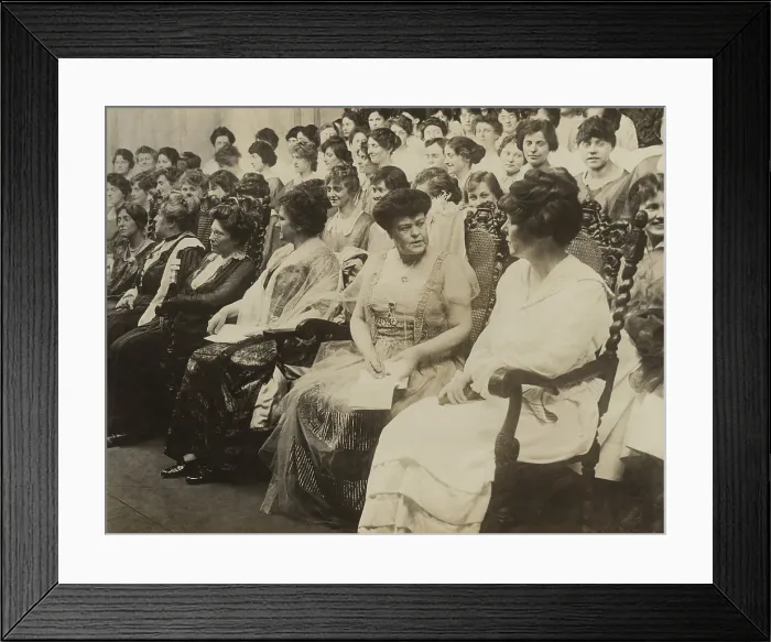 Framed Print : Alva Belmont, seated second from right, was the wealthy former wife of a Vanderbilt and Belmont, and the most important financial benefactor of the National Woman's Party