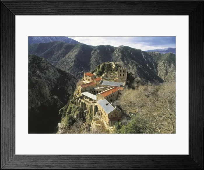 Framed Print : Abbey of Sant Marti del Canigo. FRANCE. LANGUEDOC-ROUSSILLON. EASTERN PYRENEES. Casteil. Abbey of Sant Marti del Canigo. Romanesque art. - R Framed Print : Abbey of Sant Marti del Canigo. FRANCE. LANGUEDOC-ROUSSILLON. EASTERN PYRENEES. Casteil. Abbey of Sant Marti del Canigo. Romanesque art. - R