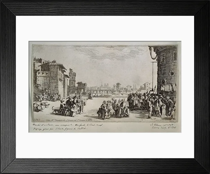 Framed Print : CALLOT, Jacques (1592-1635); CALLOT, Jacques (1592-1635). The Slave Market. 1629; The Slave Market. 1629. Characters appearing in Turkish dress