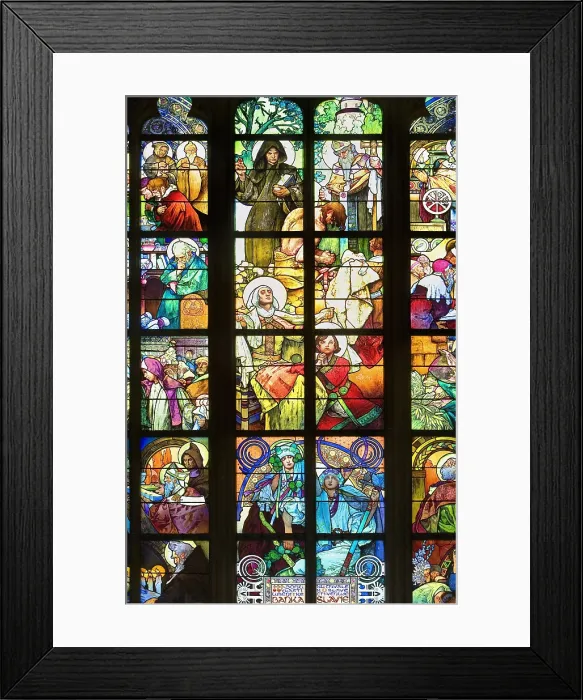 Framed Print : CZECH Rep.. Prague. Saint Vitus Cathedral. Stained-glass windows from 19th century. Gothic art. Glass window