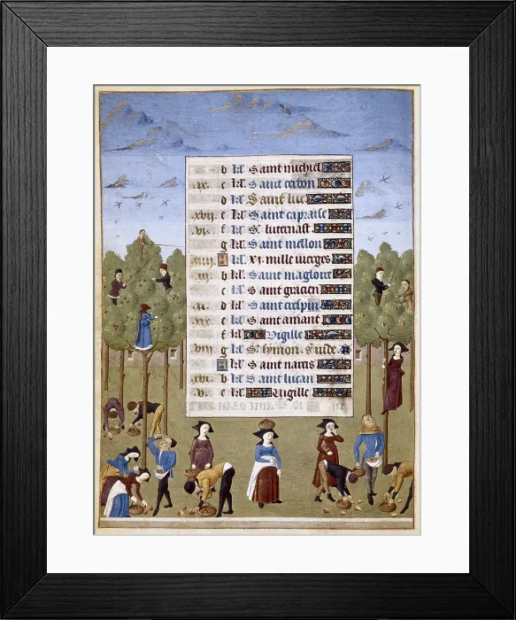 Framed Print : ADELAIDA DE SABOYA, Maestro de(15th c.); JEAN ROLIN, Maestro de(15th c.). The Hours of Adelaide of Savoy, Duchess of Burgundy. 1460-1465. October. Fruit harvest. Gothic art Framed Print : ADELAIDA DE SABOYA, Maestro de(15th c.); JEAN ROLIN, Maestro de(15th c.). The Hours of Adelaide of Savoy, Duchess of Burgundy. 1460-1465. October. Fruit harvest. Gothic art