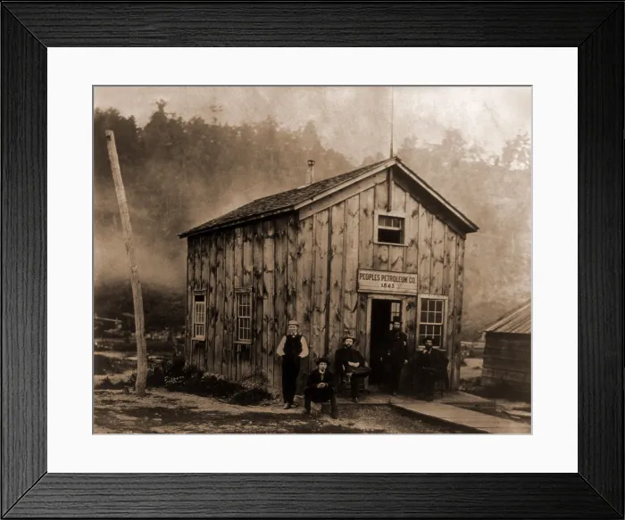 Framed Print : Peoples Petroleum Co. in 1865. With the end of the Civil War, the Pennsylvania oil region attracted mustered out soldiers looking for work and fortunes Framed Print : Peoples Petroleum Co. in 1865. With the end of the Civil War, the Pennsylvania oil region attracted mustered out soldiers looking for work and fortunes