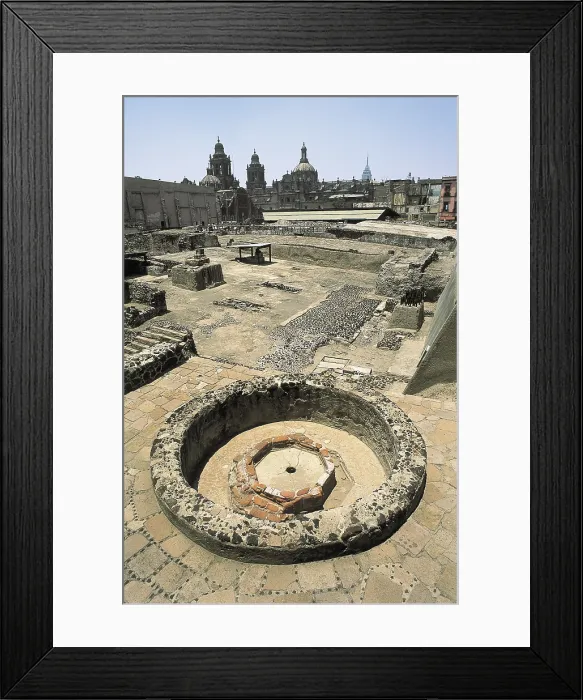 Framed Print : MEXICO. Mexico City. TenochtitlAn. Remains of an Aztec temple (14th-15th c.). Aztec art. Architecture. - Iberfoto / Everett Collection (156502)**US SALES ONLY**