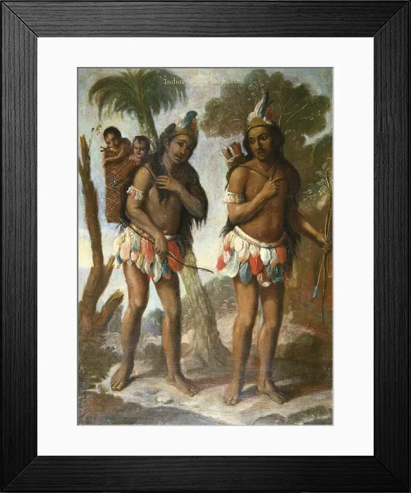 Framed Print : ISLAS, Andres de (18th c.). Barbarian Meco Indians. 1774. Casta paintings. Mexican school. Colonial baroque. Oil on canvas. SPAIN. Madrid. America's Museum