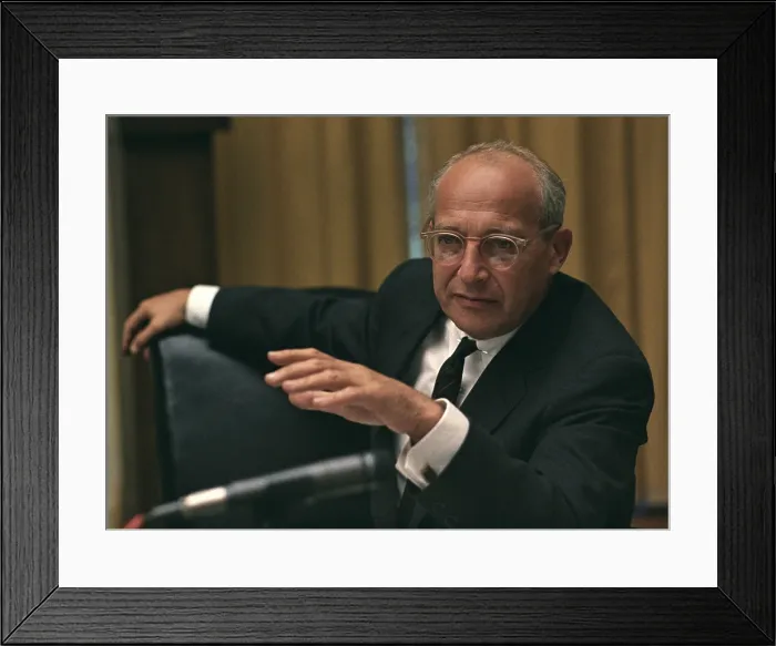 Framed Print : Walter Rostow (1916-2002), at a meeting in the White House Cabinet Room, Oct. 8, 1968