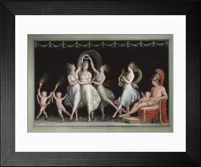 Framed Print : CANOVA, Antonio (1757-1822). The Graces and Venus dancing in front of Mars. Circa 1798. Neoclassicism. Tempera. ITALY. Possagno. Museum of Antonio Canova