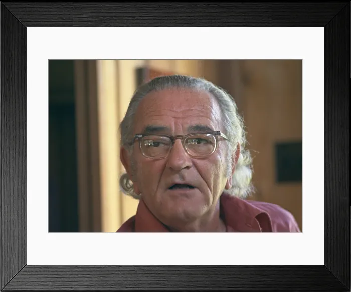 Framed Print : Former President Lyndon Johnson, with longer hair and an unguarded facial expression. Johnson died of a heart attack five months later. LBJ Ranch, Aug. 19, 1972