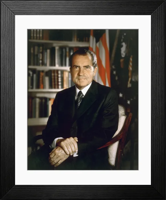 Framed Print : President Richard Nixon in an official portrait taken in the Oval Office. July 8 1971