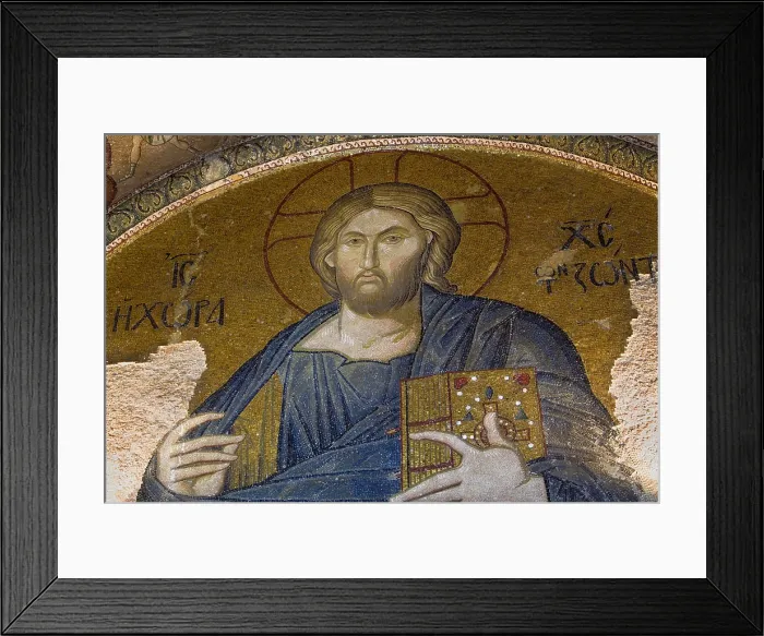 Framed Print : TURKEY. Istanbul. Kahriye Camii (Chora Church). Mosaic depicting Christ in Majesty. Narthex outside. Early Byzantine art Framed Print : TURKEY. Istanbul. Kahriye Camii (Chora Church). Mosaic depicting Christ in Majesty. Narthex outside. Early Byzantine art