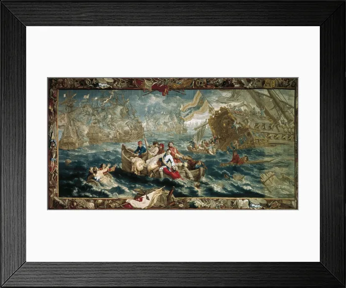 Framed Print : The Battle of La Hogue, May 1692. GERMANY. Munich. New Schleissheim Palace. Nine Years War (1688-1697). Baroque art. Tapestry Framed Print : The Battle of La Hogue, May 1692. GERMANY. Munich. New Schleissheim Palace. Nine Years War (1688-1697). Baroque art. Tapestry
