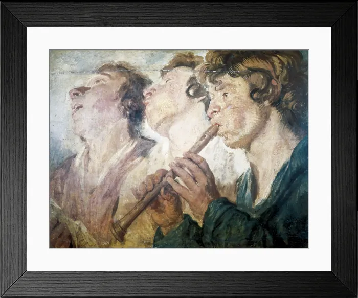 Framed Print : JORDAENS, Jacob (1593-1678). Three Street Musicians. 1645 - 1650. Flemish art. Oil on wood. SPAIN. Madrid. Prado Museum