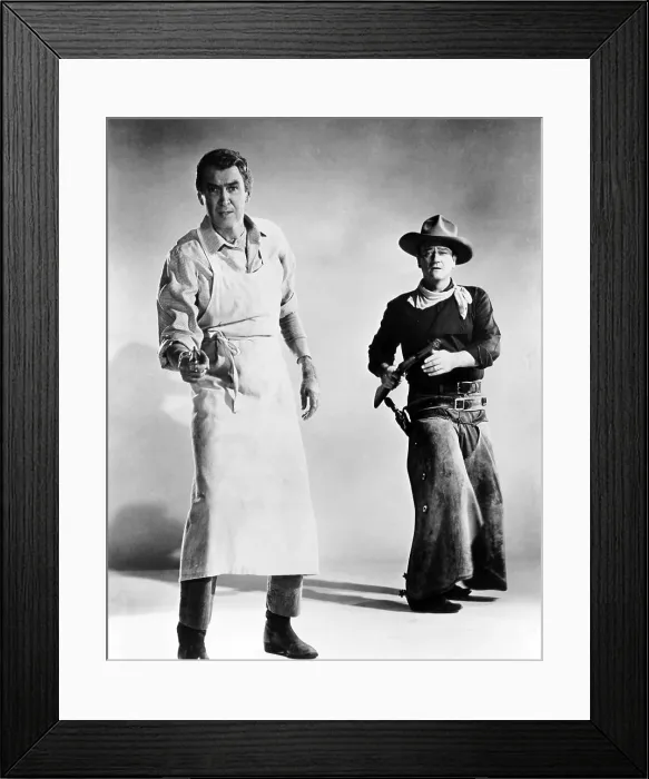 Framed Print : THE MAN WHO SHOT LIBERTY VALANCE, James Stewart, John Wayne, 1962