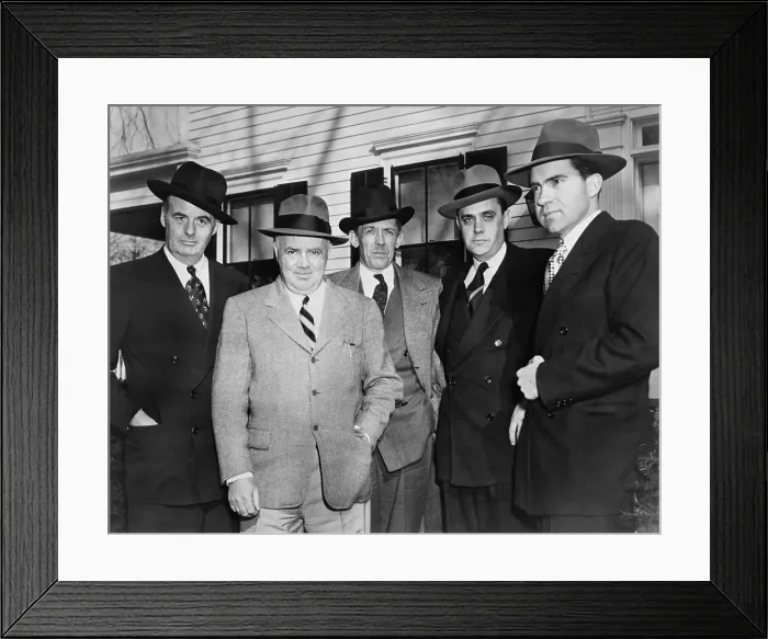 Framed Print : Members of the House Un-American Activities Committee HUAC in 1948. L to R Rep. Richard B. Vail Rep. John Parnell Thomas Rep. John McDowell Robert Stripling chief counsel and Rep