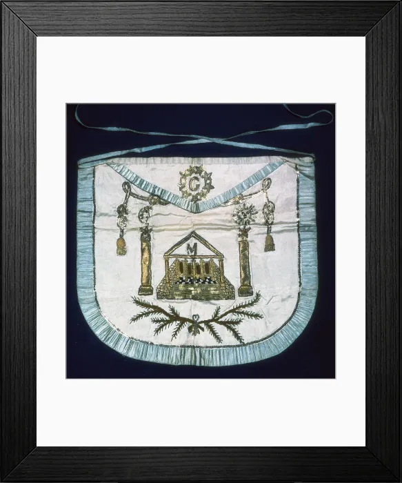 Framed Print : Apron of Master Mason, 19th c. Textiles. FRANCE. Paris. Musee du Grand Orient de France et de la Franc-Maonnerie Europeenne