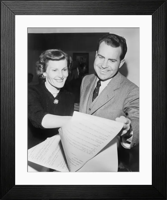 Framed Print : Vice-President elect and Patricia Nixon examine election results in 1952