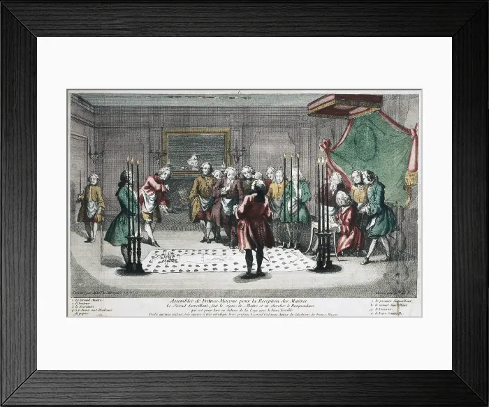 Framed Print : Assemblee des Francs-Masons pour la Reception des Matres. Freemasonry Assembly to receive the Masters Framed Print : Assemblee des Francs-Masons pour la Reception des Matres. Freemasonry Assembly to receive the Masters