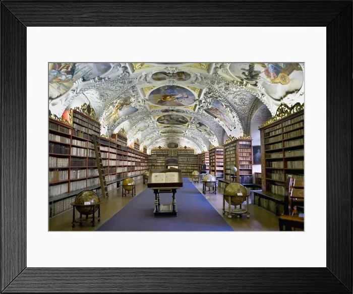 Framed Print : CZECH Rep.. Prague. Strahov Monastery, founded in 1143. Theological Hall of the Library with paintings from 1723-27. Baroque art. Architecture