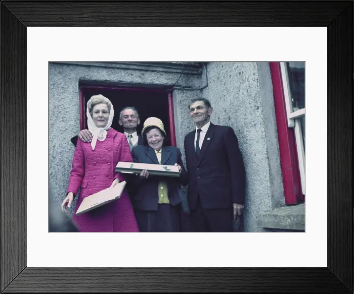 Framed Print : First Lady Pat Ryan Nixon with villagers in Ireland. Her father's parents immigrated from County Mayo before 1865. October 1970
