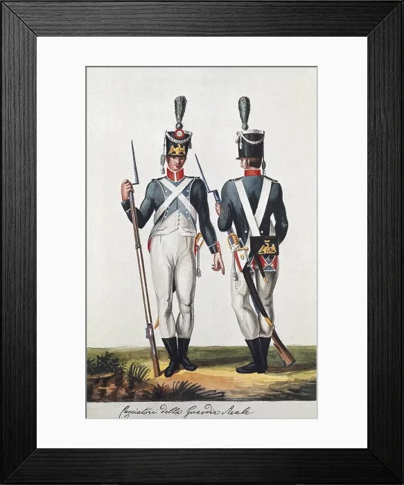 Framed Print : Army of the Kingdom of Italy. 'Gendarmerie scelta della Guardia Reale', 1808. Napoleonic epoch. Engraving. - BeBa / Iberfoto / Everett Collection (244349)**US SALES ONLY**