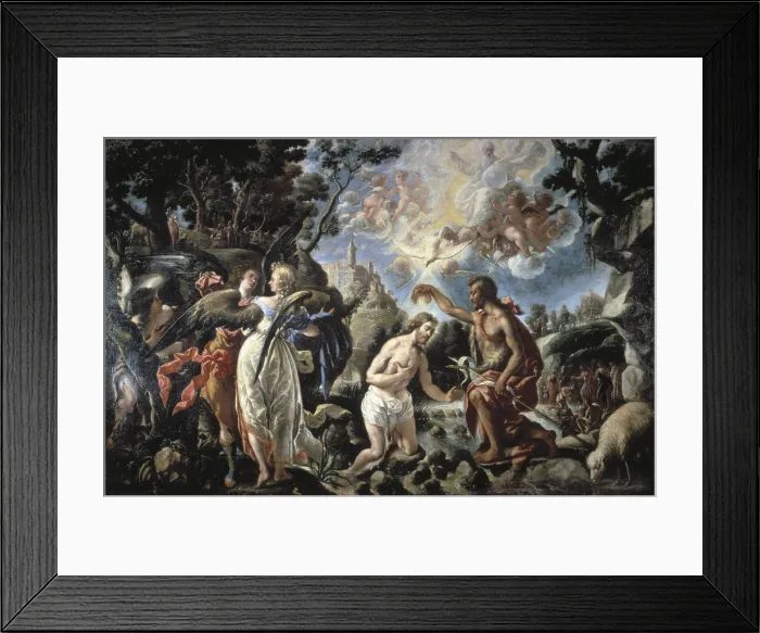 Framed Print : PAREJA, Juan de (1610-1670). The Baptism of Christ. 1667. Baroque art. Oil on canvas. SPAIN. Huesca. Provincial Museum of Huesca (Huesca). - P