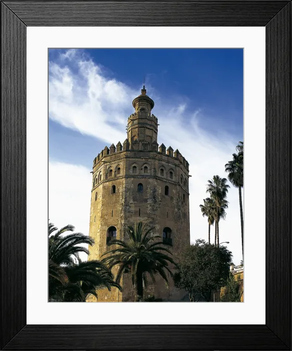 Framed Print : Tower of the Gold. 13th c. SPAIN. ANDALUSIA. SEVILLA. Sevilla. Hispano-Moresque art. Almohad art. Architecture. - J. Bedmar / Iberfoto / Everett Collection (300026)**US SALES ONLY**