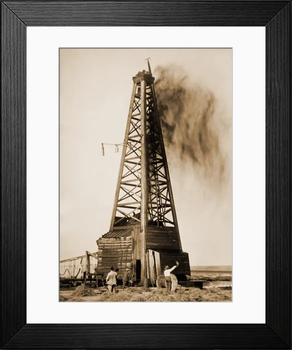 Framed Print : Gusher from an Oklahoma oil well in 1922