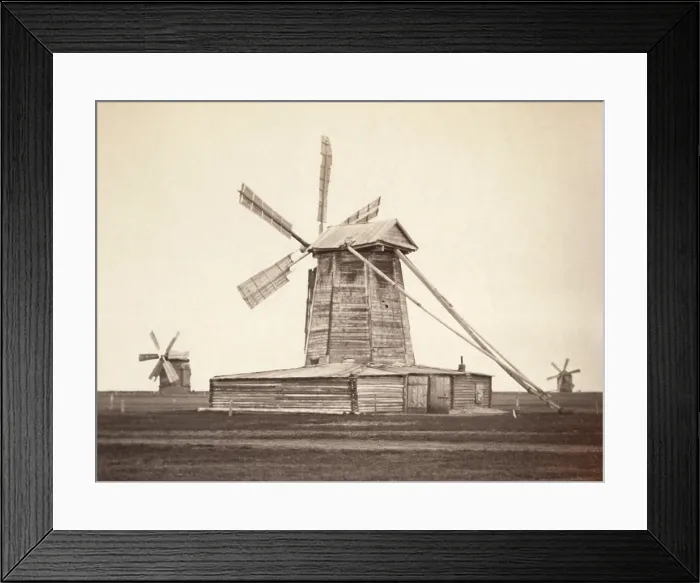 Framed Print : Windmills near Omsk, Siberia, in Imperial Russia Empire, 1885