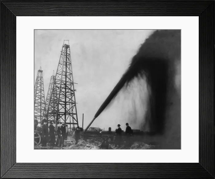 Framed Print : Gusher in a Port Arthur, Texas oil well in 1901