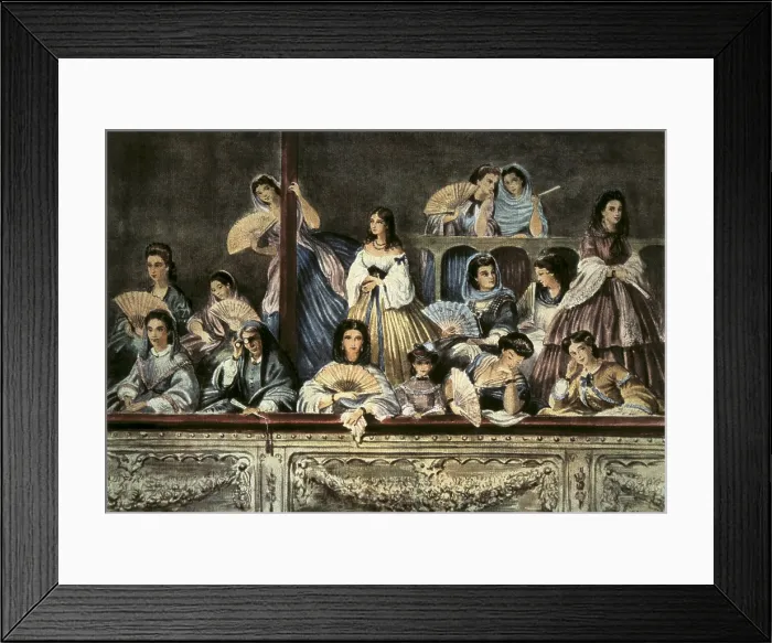 Framed Print : Women's seats in Colon Theatre in Buenos Aires, Argentina. 1858. Costumbrism. Watercolour. ARGENTINA. Buenos Aires. - P