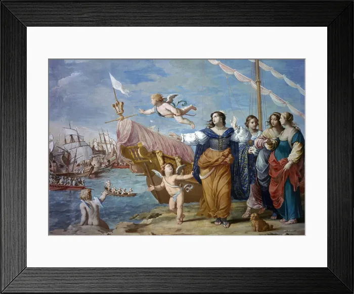 Framed Print : Antonio abandons his men in the battle of Pythian, by Jean Boulanger, half 17th Century, oil on canvas - Italy, Emilia Romagna, Sassuolo, Royal Palace. Detail