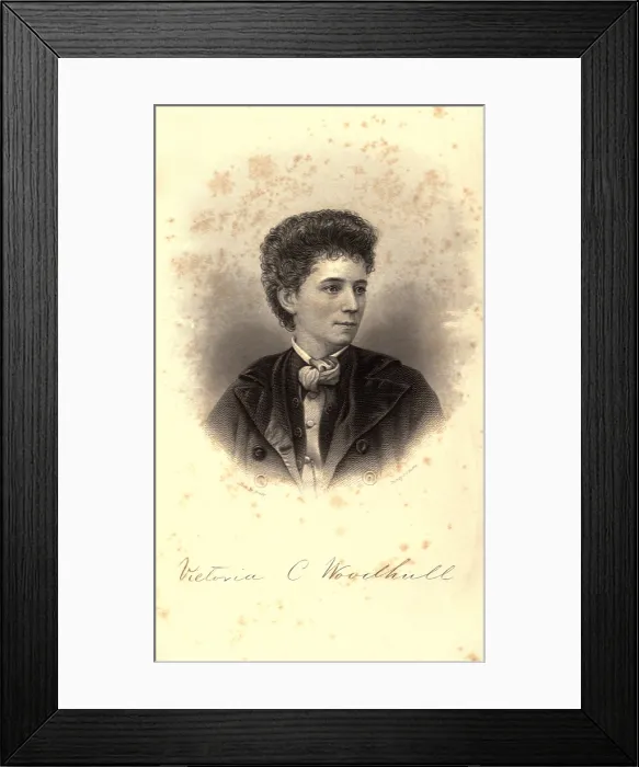 Framed Print : Victoria Woodhull, notorious radical feminist, wearing her hair in an unconventional short style Framed Print : Victoria Woodhull, notorious radical feminist, wearing her hair in an unconventional short style