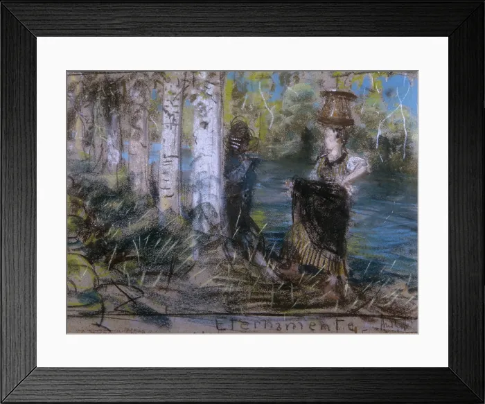 Framed Print : Forever (Eternamente), by Francesco Paolo Michetti, 19th - 20th Century, crayon on paper, 43, 18 x 55, 88 cm - Private collection. Whole artwork view