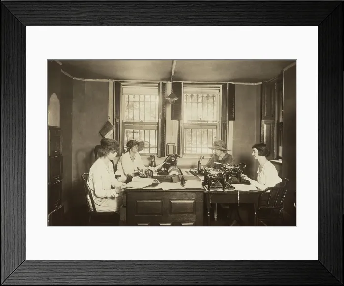Framed Print : National Women's Party Press Room at their Washington. D.C. headquarters. Lead by Alice Paul, the NWP conducted increasingly militant protests demanding votes for women. Ca
