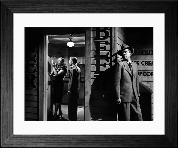 Framed Print : FALLEN ANGEL, Linda Darnell, Percy Kilbride, Dana Andrews, 1945, TM and Copyright (c) 20th Century Fox Film Corp. All rights reserved Framed Print : FALLEN ANGEL, Linda Darnell, Percy Kilbride, Dana Andrews, 1945, TM and Copyright (c) 20th Century Fox Film Corp. All rights reserved