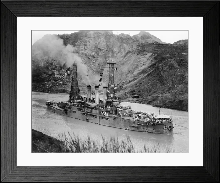 Framed Print : U.S.S. Ohio passing through the Panama Canal on July 16, 1915