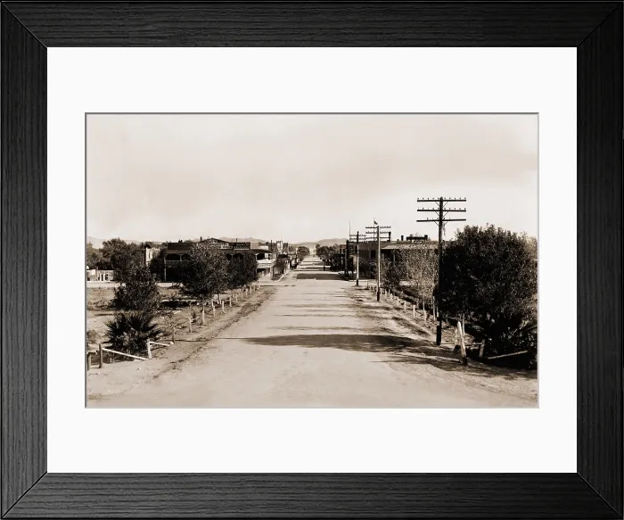 Framed Print : Fremont Street in Las Vegas, Nevada, before the construction of Hoover Dam, Lake Mead and legalized gambling. Ca. 1920