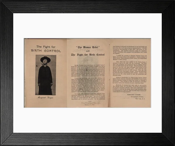 Framed Print : THE FIGHT FOR BIRTH CONTROL, a pamphlet by crusader, Margaret Sanger, summarizing her struggle against censorship and the American courts. 1915