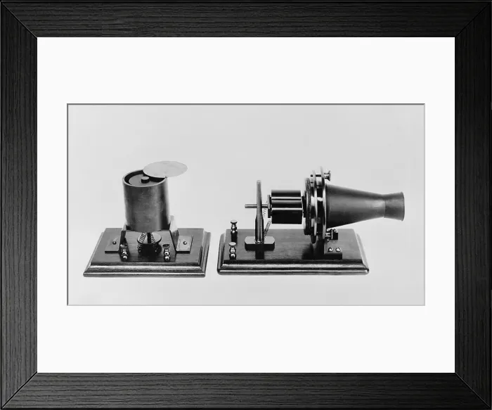 Framed Print : The first telephone developed and patented by Alexander Graham Bell in 1876