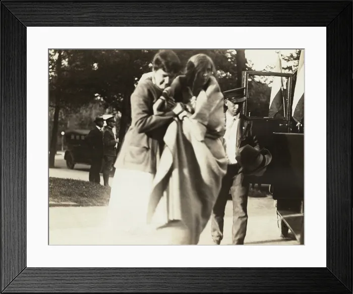 Framed Print : National Woman's Party activist, Kate Heffelfinger, wrapped in blanket, is supported after release the Washington, D.C Framed Print : National Woman's Party activist, Kate Heffelfinger, wrapped in blanket, is supported after release the Washington, D.C