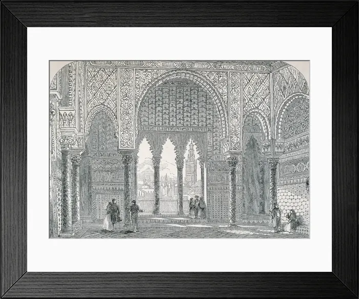 Framed Print : Spain (19th c.). Seville. Pedro of Castile's rooms in the Alcazar. Drawing from the English edition of Theophille Gautier.'s 'Voyage en Espagne'. Etching. SPAIN