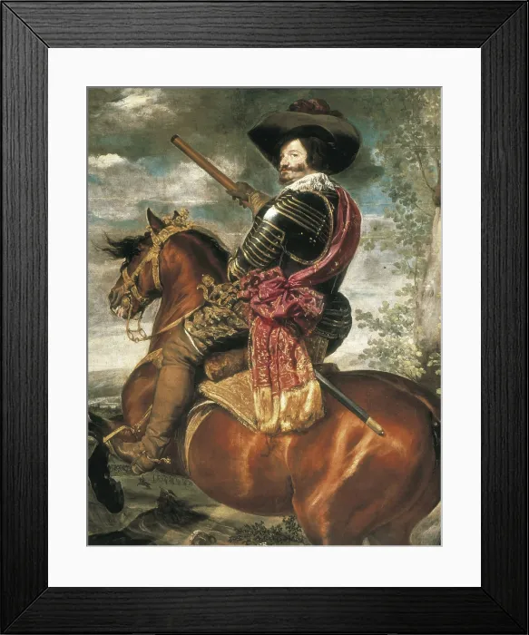 Framed Print : VELAZQUEZ, Diego Rodriguez de Silva (1599-1660). Equestrian portrait of the Count-Duke of Olivares, Gaspar de GuzmAn y Pimentel. 1634. Detail. Baroque art. Oil on canvas. SPAIN