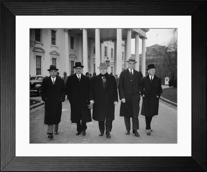 Framed Print : Capital and Labor leaders leaving the White House after a conference with President Roosevelt From left to right:; A.A Framed Print : Capital and Labor leaders leaving the White House after a conference with President Roosevelt From left to right:; A.A