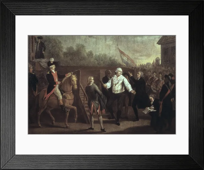 Framed Print : BENAZECH, Charles (1767-1794). Louis XVI (1754-93) at the Foot of the Scaffold, 21st January 1793. 1793. Oil on canvas. FRANCE. Versailles. National Museum of Versailles Framed Print : BENAZECH, Charles (1767-1794). Louis XVI (1754-93) at the Foot of the Scaffold, 21st January 1793. 1793. Oil on canvas. FRANCE. Versailles. National Museum of Versailles
