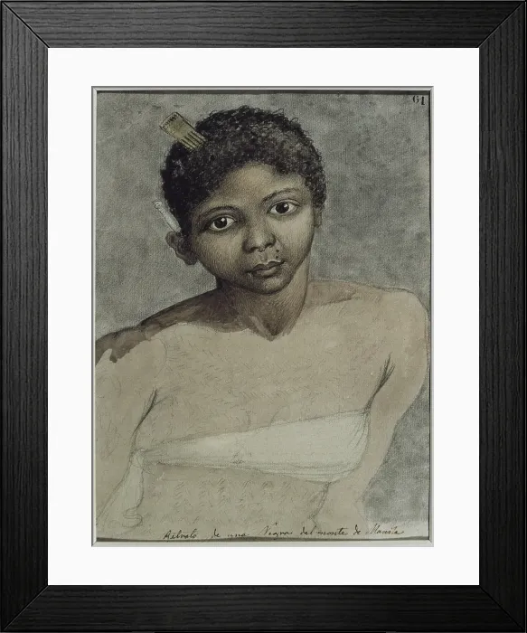 Framed Print : RAVENET, Juan (1766). Portrait of a Black Woman from Manila Mountains. 1789-1794. Philippines. Expedition of Malaspina with the corvettes Atrevida and Descubierta (1789-1794) Framed Print : RAVENET, Juan (1766). Portrait of a Black Woman from Manila Mountains. 1789-1794. Philippines. Expedition of Malaspina with the corvettes Atrevida and Descubierta (1789-1794)