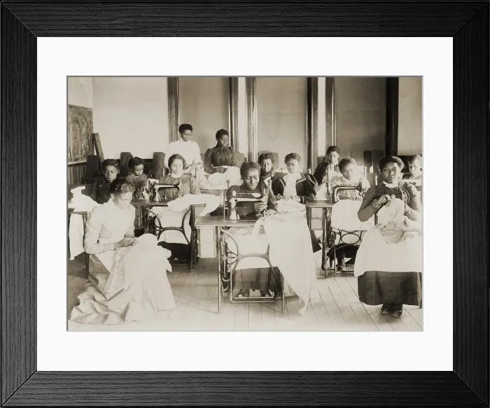 Framed Print : Young African American women sewing with machines and by hand in the sewing class at the Agricultural and Mechanical College, Greensboro, N.C Framed Print : Young African American women sewing with machines and by hand in the sewing class at the Agricultural and Mechanical College, Greensboro, N.C