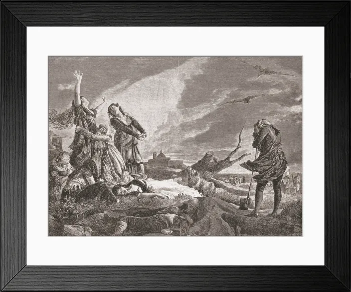 Framed Print : Spain. Peninsular War (1808-1814). Madrid 3rd May 1808. Burials at La Moncloa. Drawing by Vicente Palmaroli. Etching. SPAIN. Madrid. Museo de Historia