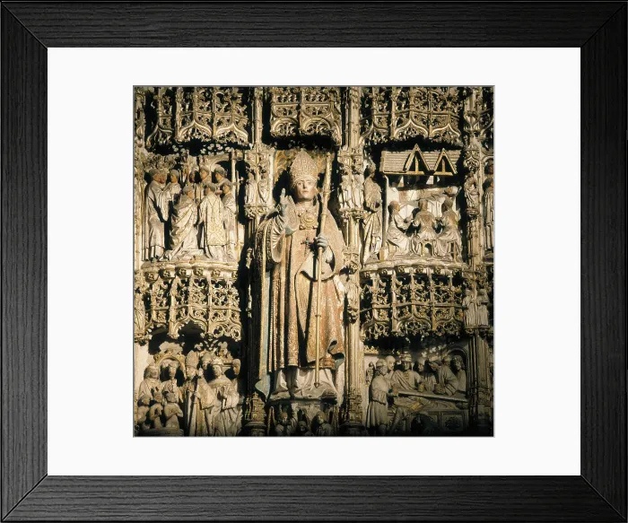 Framed Print : COLONIA, Francisco de ( -1542). SPAIN. Burgos. Church of Saint Nicholas of Bari. Altarpiece of Francisco de Colonia (? -1542) in limestone, ca.1505. Renaissance art. ; Gothic art