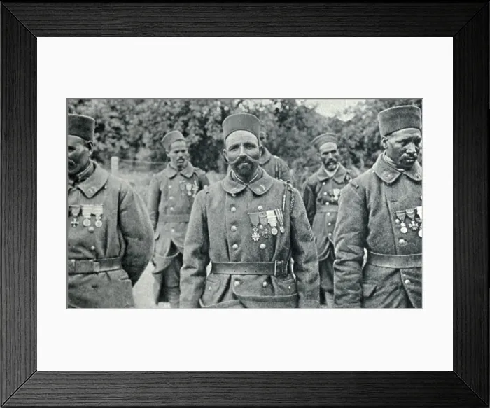 Framed Print : World War 1 Moroccan tirailleur (skirmisher) soldiers, wearing Legion of Honor. 1917